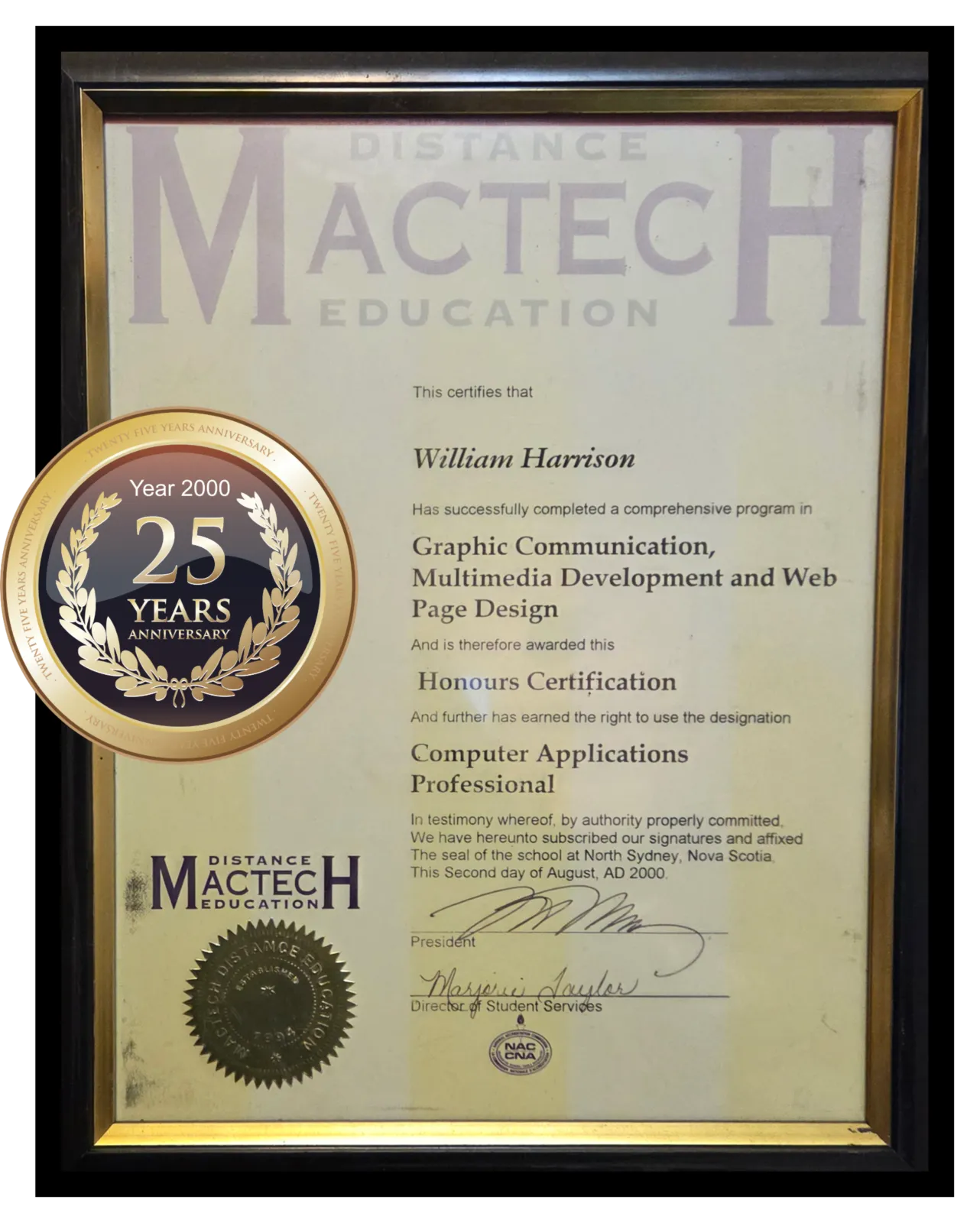 25 year certificate